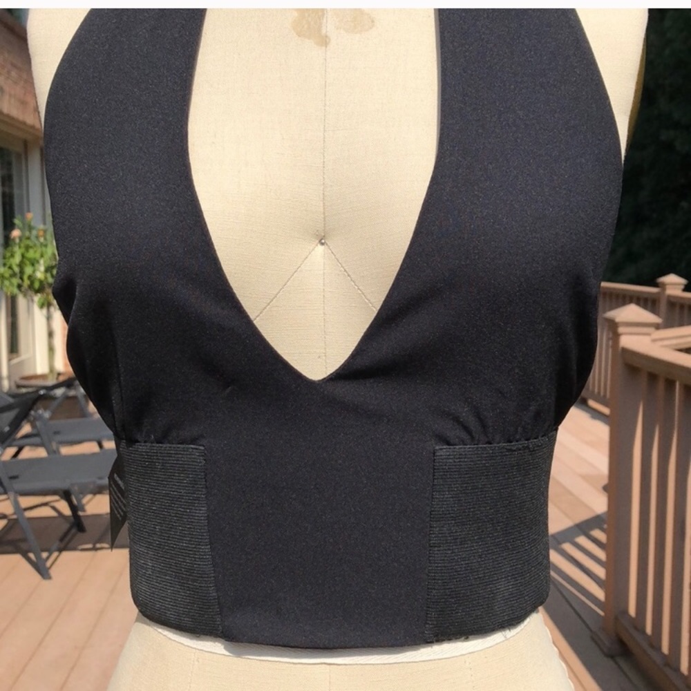 NWT Nasty Gal Black Halter Crop Top - Picture 3 of 5